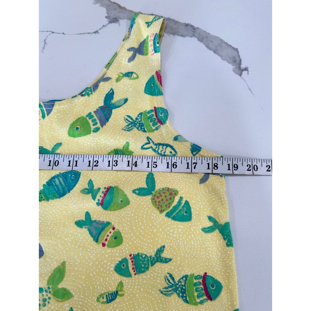 VTG Fresh Produce Yellow Fish Print Sleeveless Tank Dress Women's Medium - Picture 5 of 6